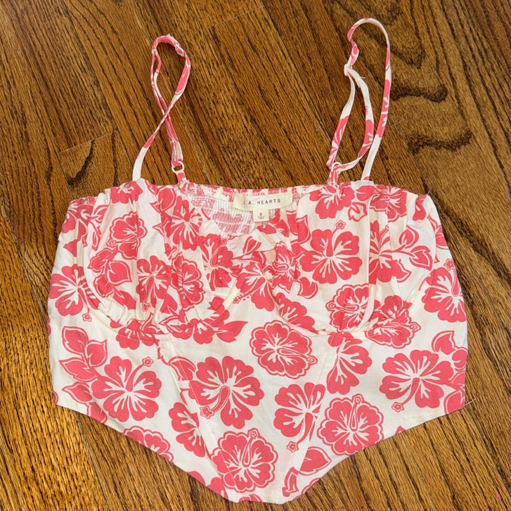 Pacsun floral corset top adjustable